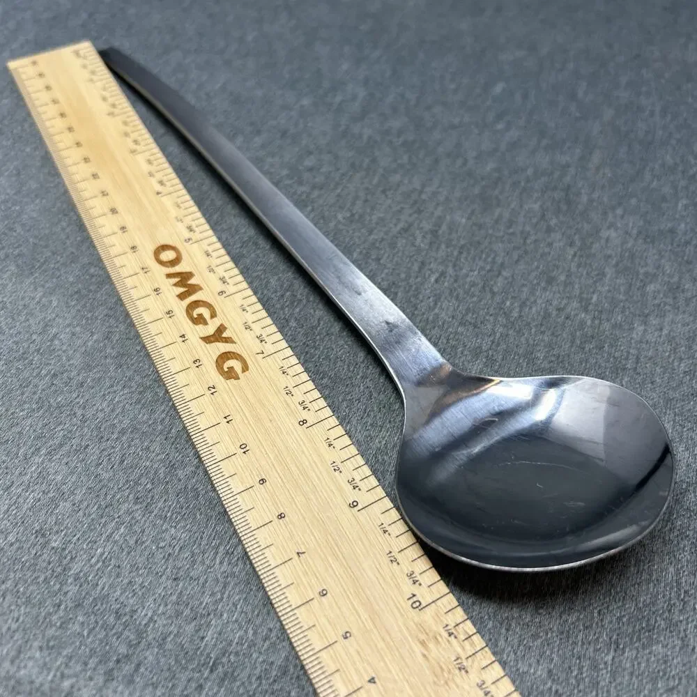 Vintage Stainless Steel Serving Spoon Japan Minimalist Flat Handle MCM 10.5